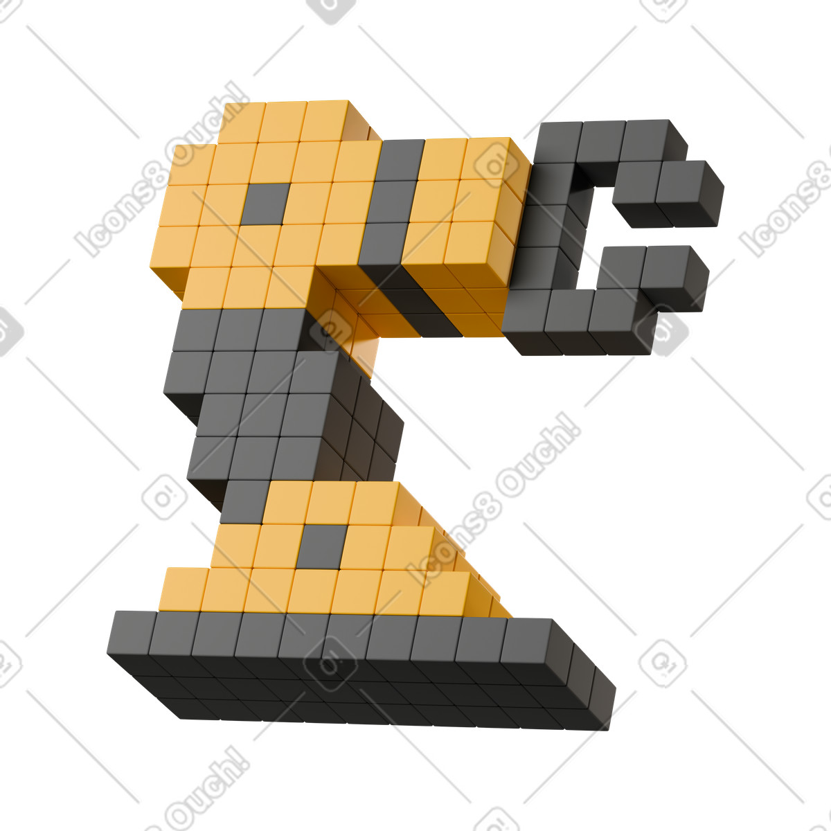 Voxel robotic arm illustration in 3D Stickle style download in PNG, SVG