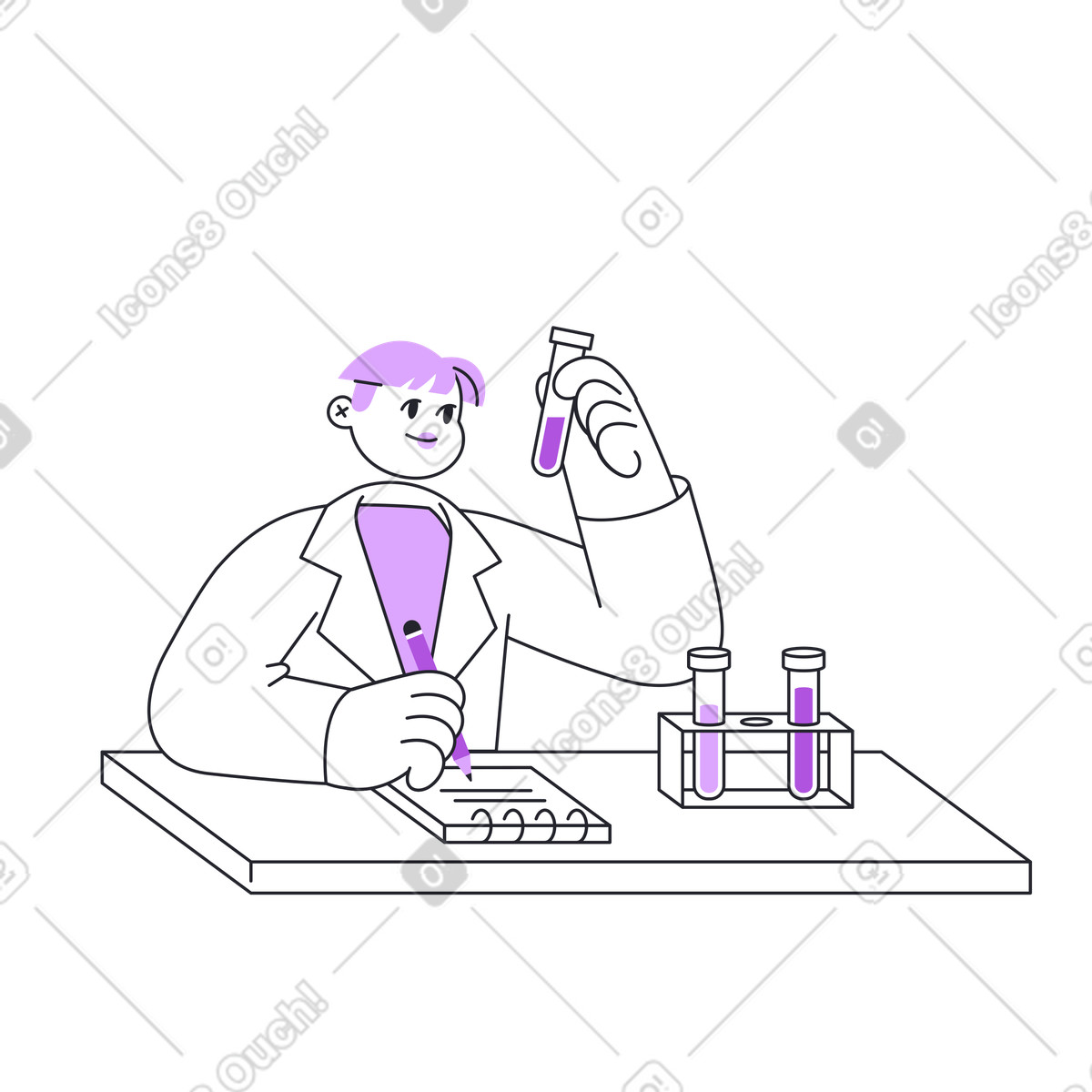 Grapy スタイルの 科学者は実験室での研究を行っています のイラストをPNG、SVG形式でダウンロード