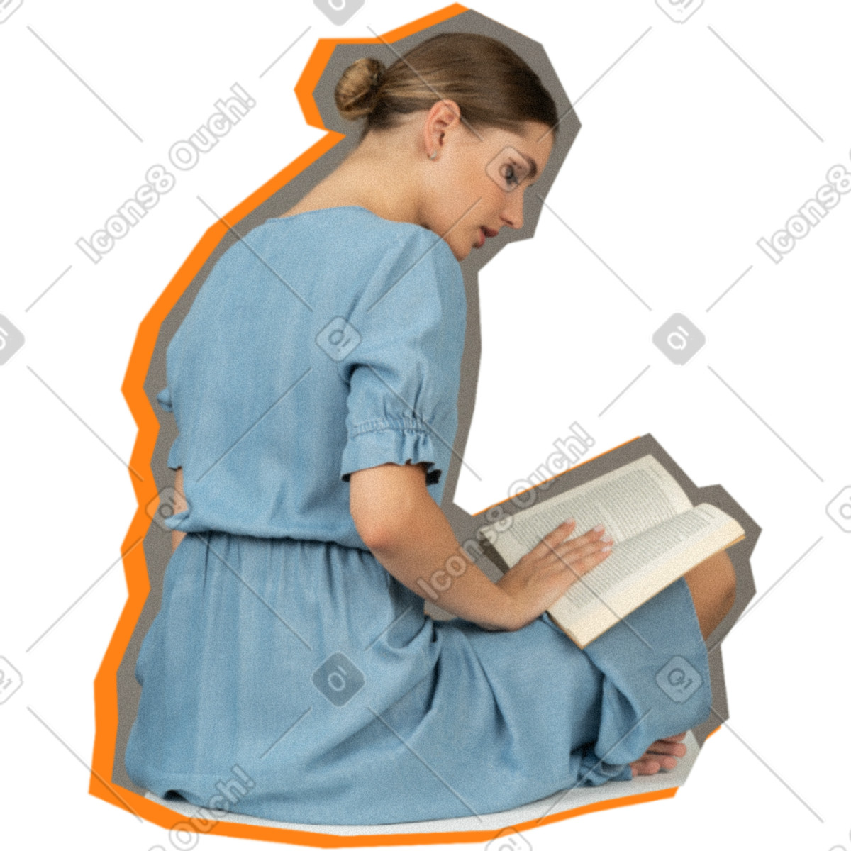 Illustration Woman with a book dans le style Paper Cut à télécharger aux formats PNG, SVG