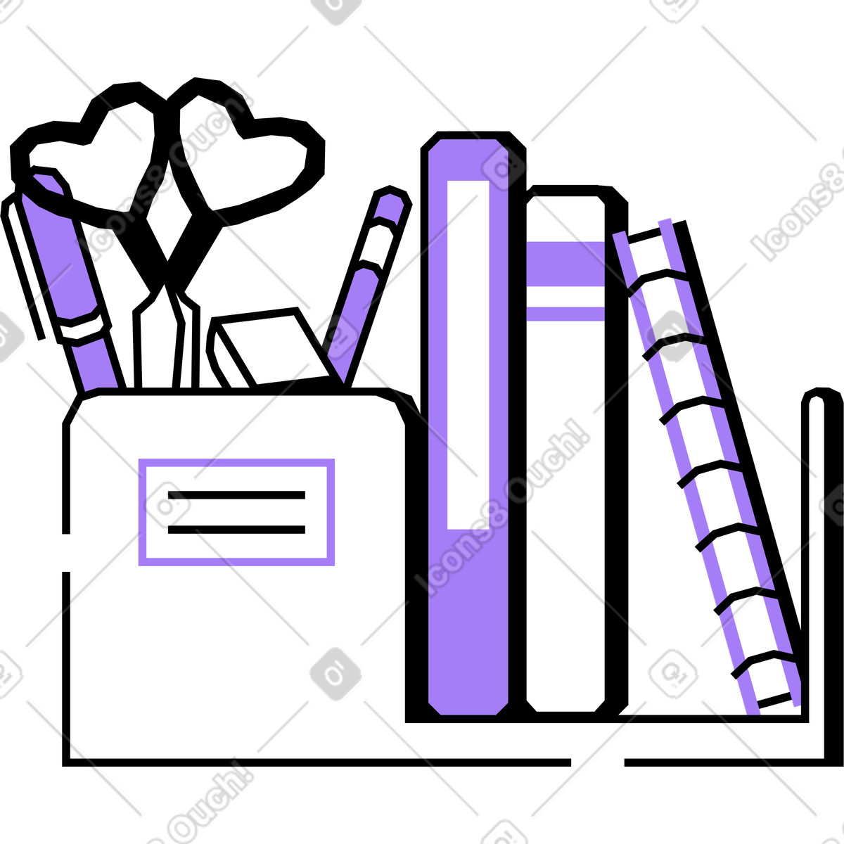 Schreibtisch-organizer-Illustration im Amethyst-Stil als Download in PNG, SVG
