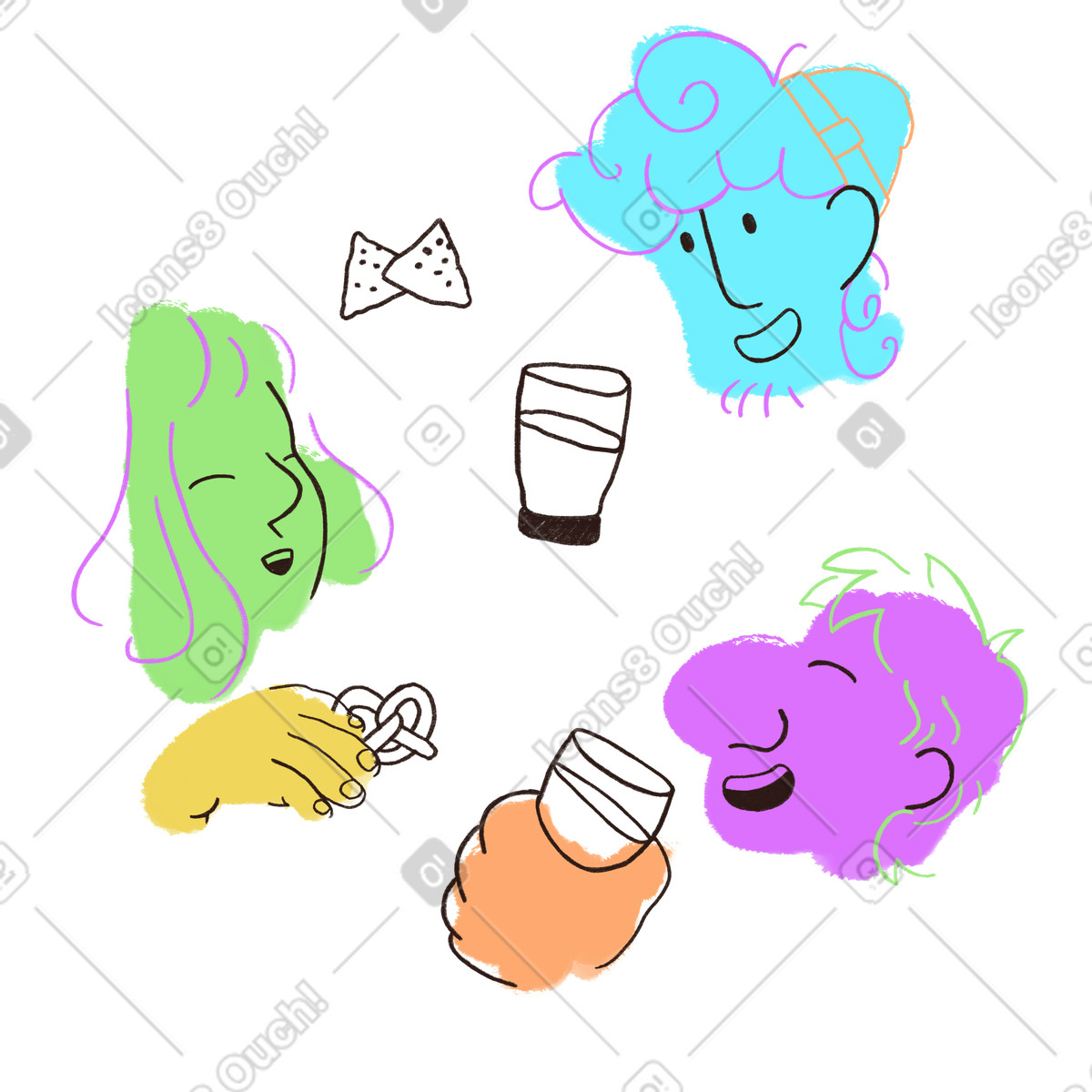 Ilustración Bunch of people chatting at the bar en estilo Blobby a descargar en PNG y SVG