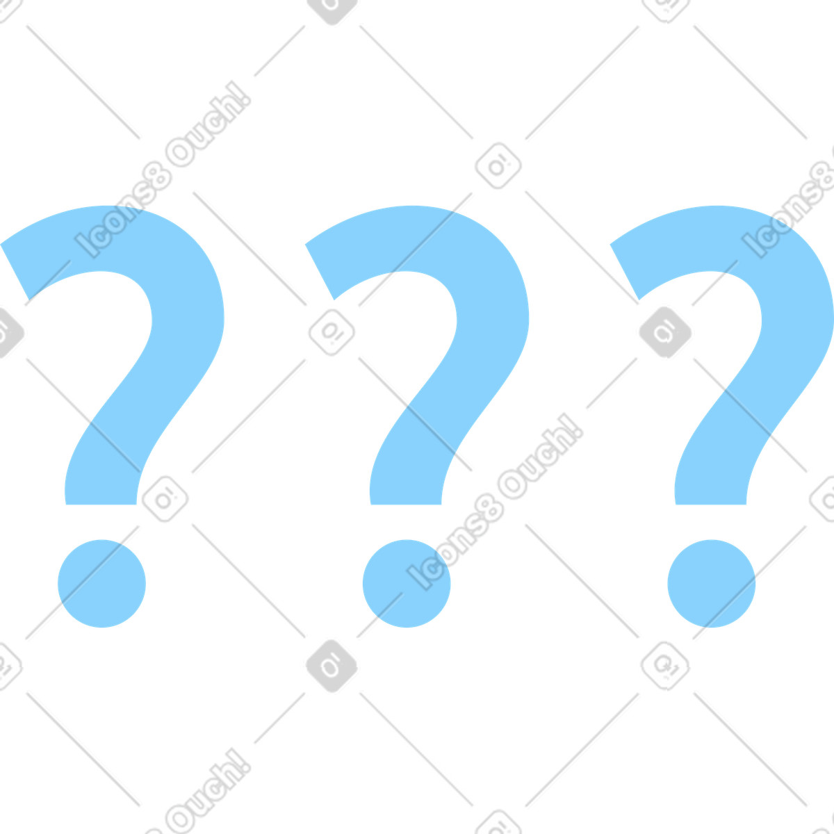 Three question marks-Illustration im Glossy-Stil als Download in PNG, SVG