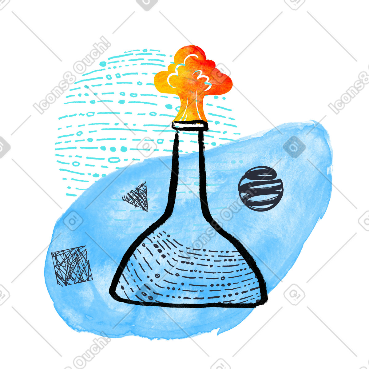 下载 Inky 风格的 与爆炸的化学实验 插画，支持 PNG、SVG 格式