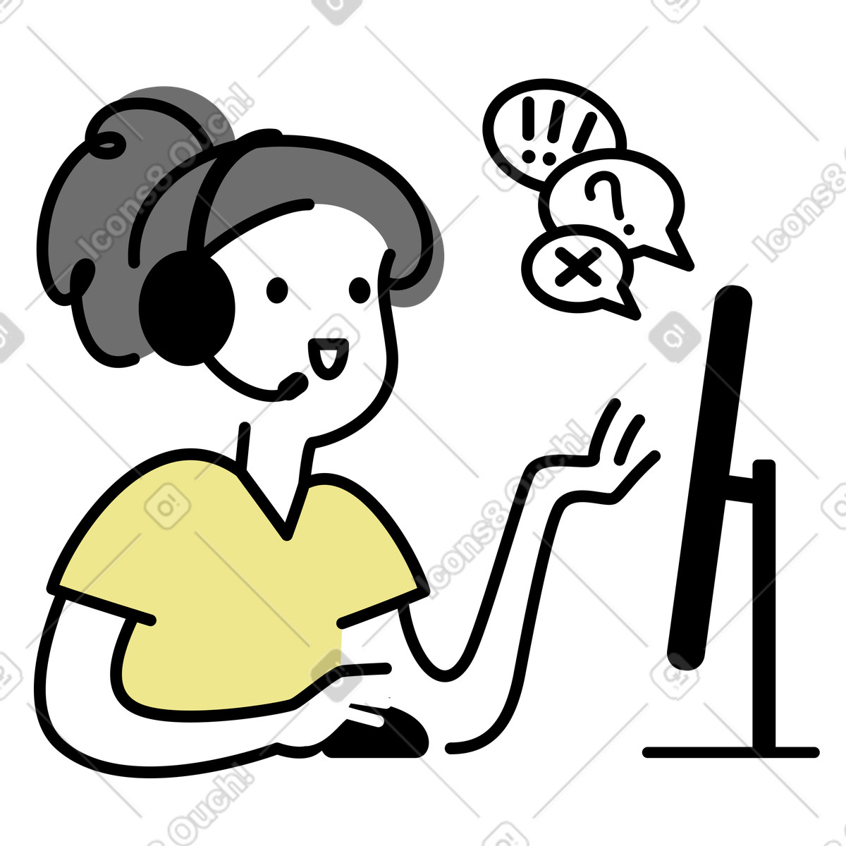 Customer service assistance, Call center helpdesk concept or technical support communication illustration in PNG, SVG