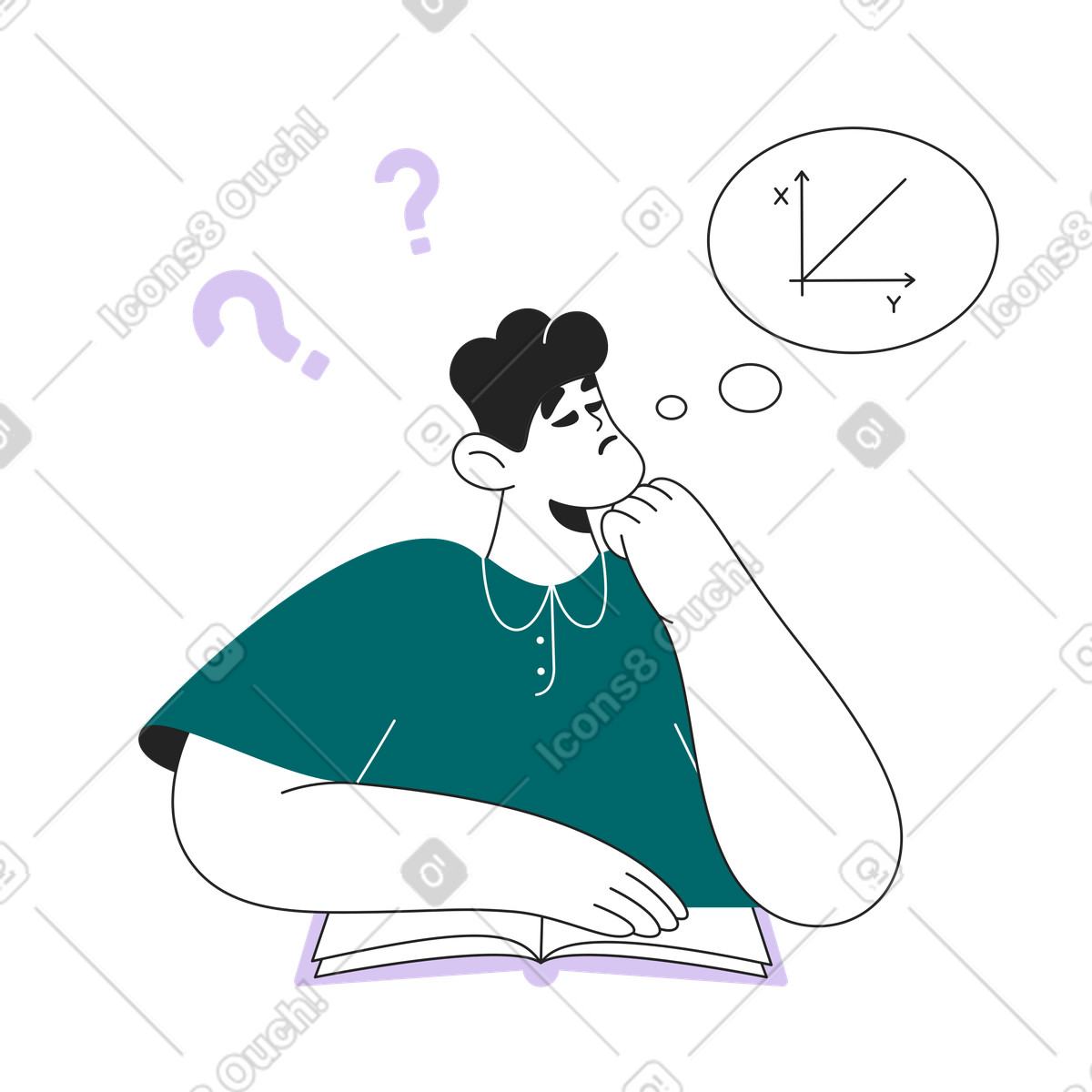 Ilustração de O homem pensa em uma tarefa no estilo Sammy Line para baixar PNG, SVG