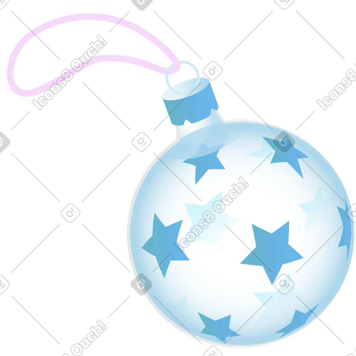 Illustration Boule de noël transparente avec des étoiles dans le style Airy à télécharger aux formats PNG, SVG