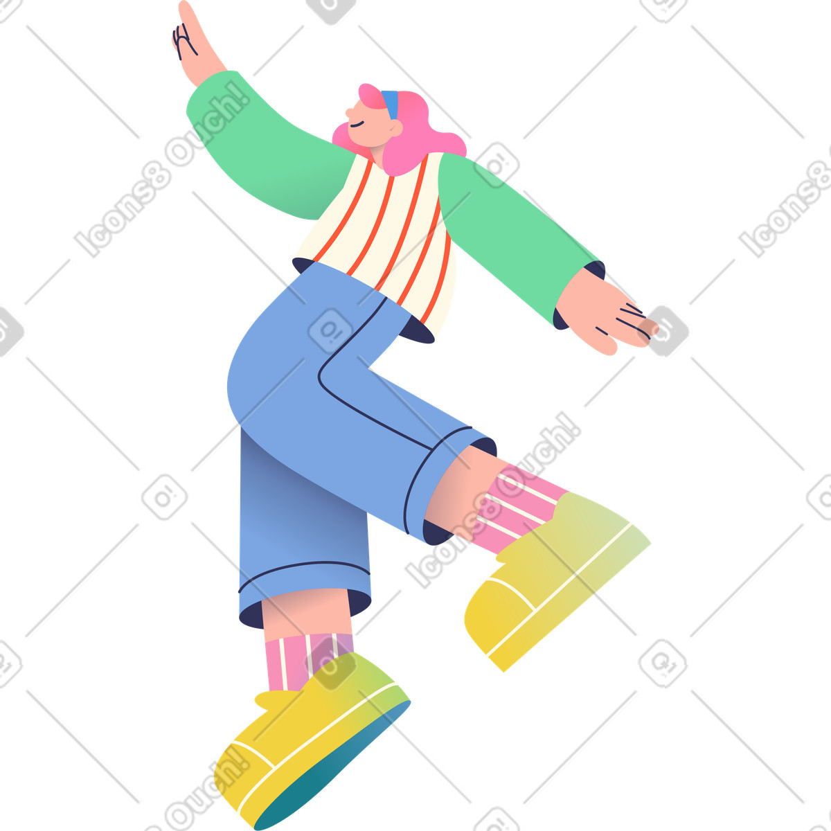 Beam 스타일의 Jumping girl 일러스트레이션 PNG, SVG 다운로드