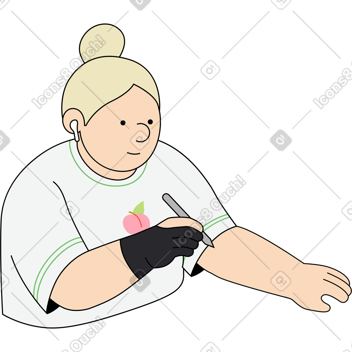 Illustration Femme tenant un crayon dans le style Kindy à télécharger aux formats PNG, SVG
