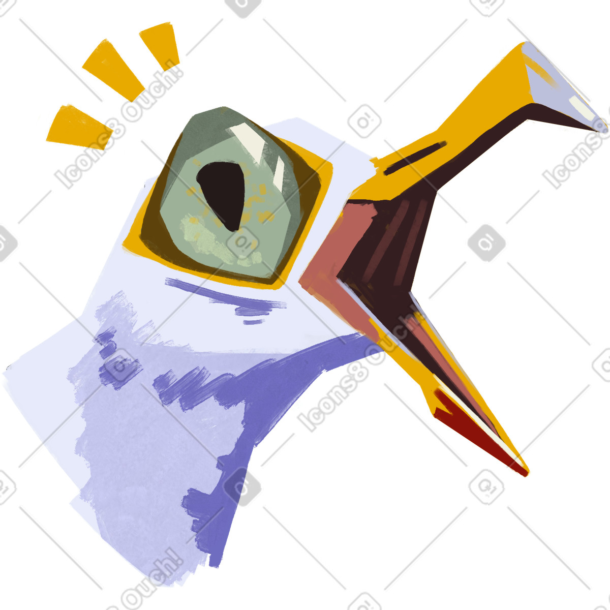 Illustration animée Screaming seagull dans le style Goofy à télécharger aux formats GIF, Lottie (JSON), AE