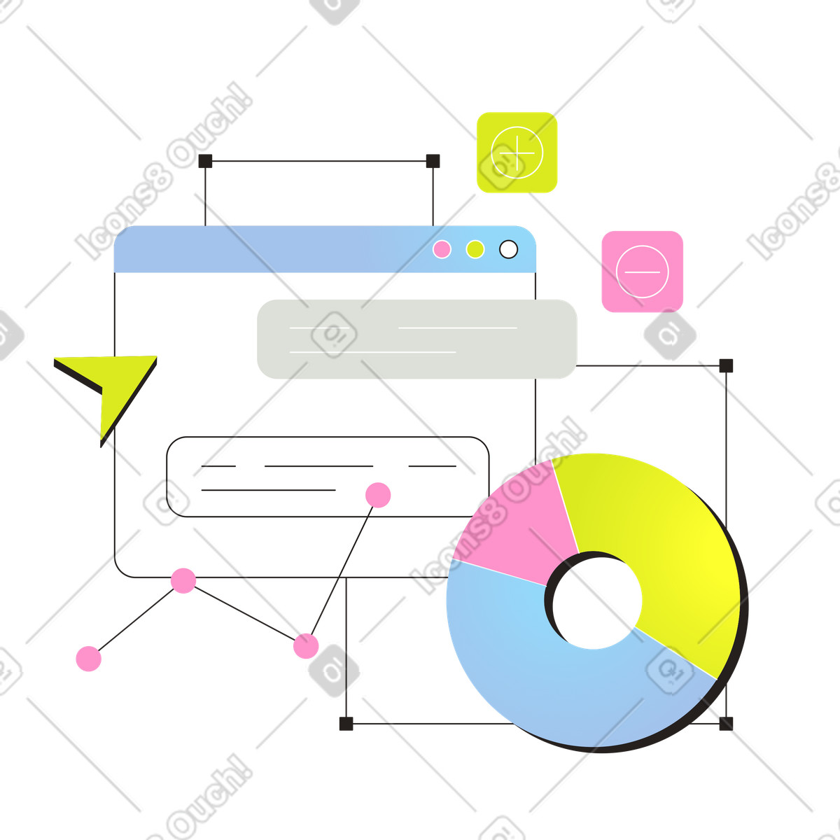 Analyzing financial data for business decision making illustration in Like style download in PNG, SVG