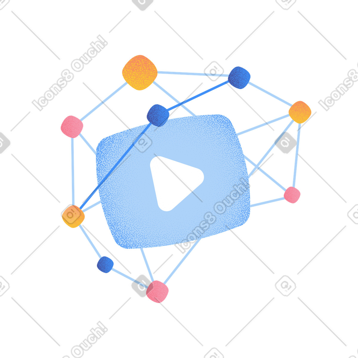 Video content creation using artificial intelligence neural network-Illustration im Grain-Stil als Download in PNG, SVG