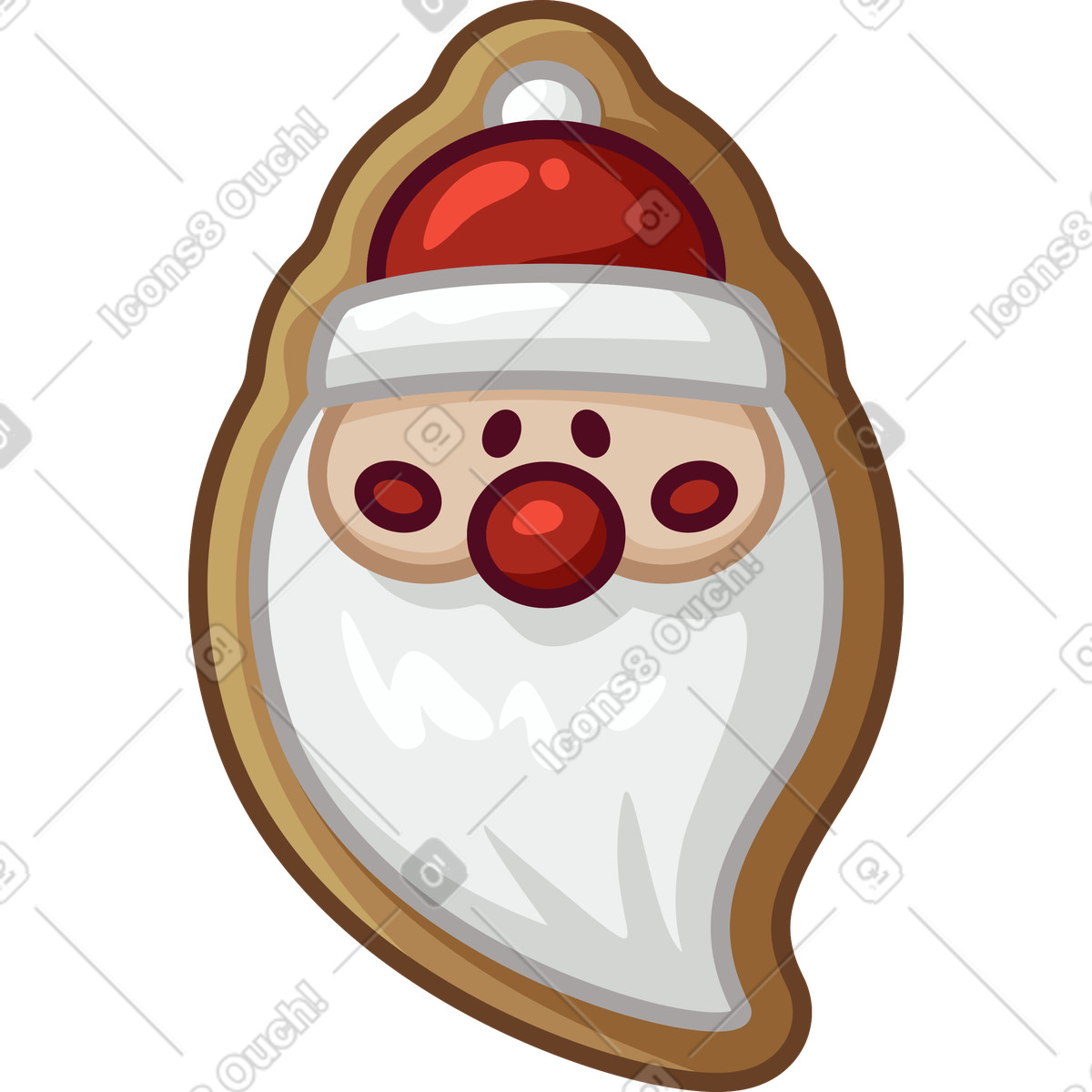 Illustration Biscuit en forme de visage père noël dans le style Festicon à télécharger aux formats PNG, SVG