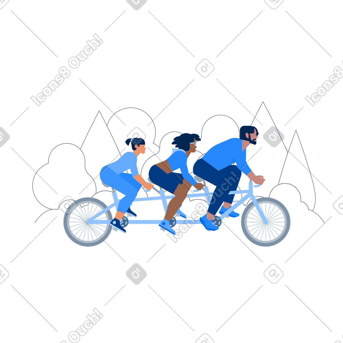 Illustration Les gens en vélo tandem dans le style Urban à télécharger aux formats PNG, SVG