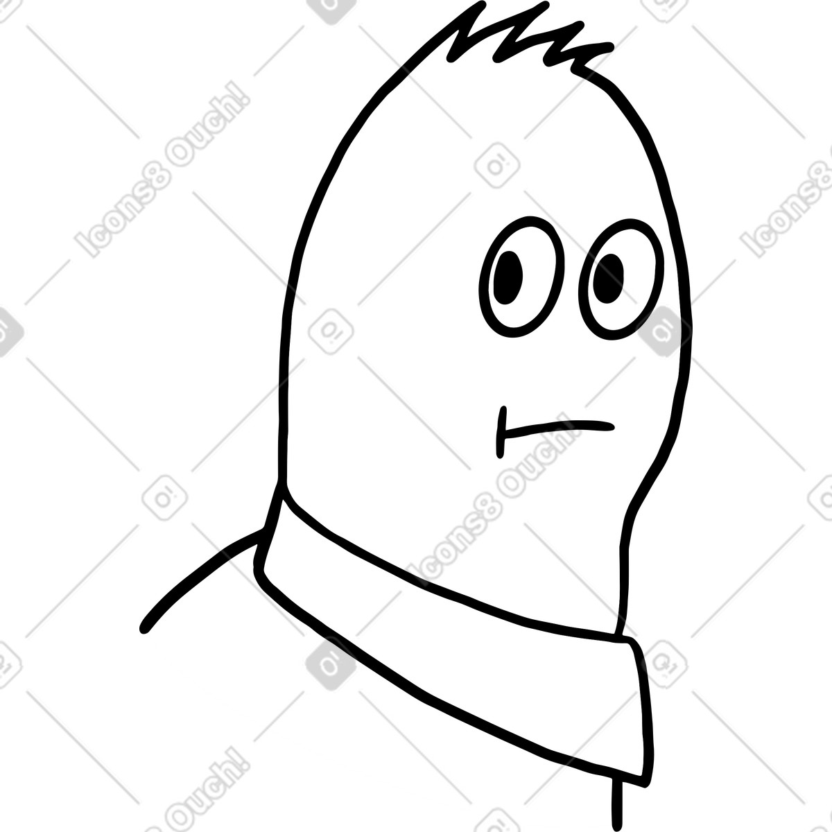 Dudes スタイルの 左を向いた落書きキャラクター のイラストをPNG、SVG形式でダウンロード