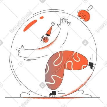 Man in christmas hat rolling in christmas ball PNG, SVG