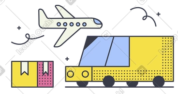 Package delivery by truck and plane PNG, SVG