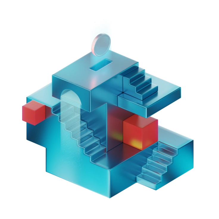 A megaphone, target, and smartphone elements - 3D Glare style illustration