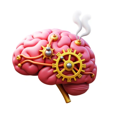 A steampunk style brain with brass and copper elements