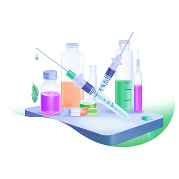 A collection of syringes and vials on a sterile surface