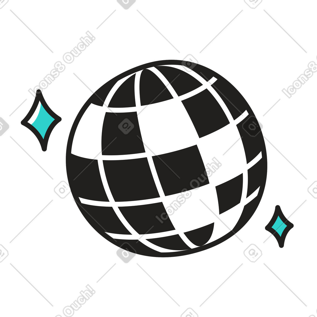 Disco ball in sparkles illustration Little style download PNG, SVG