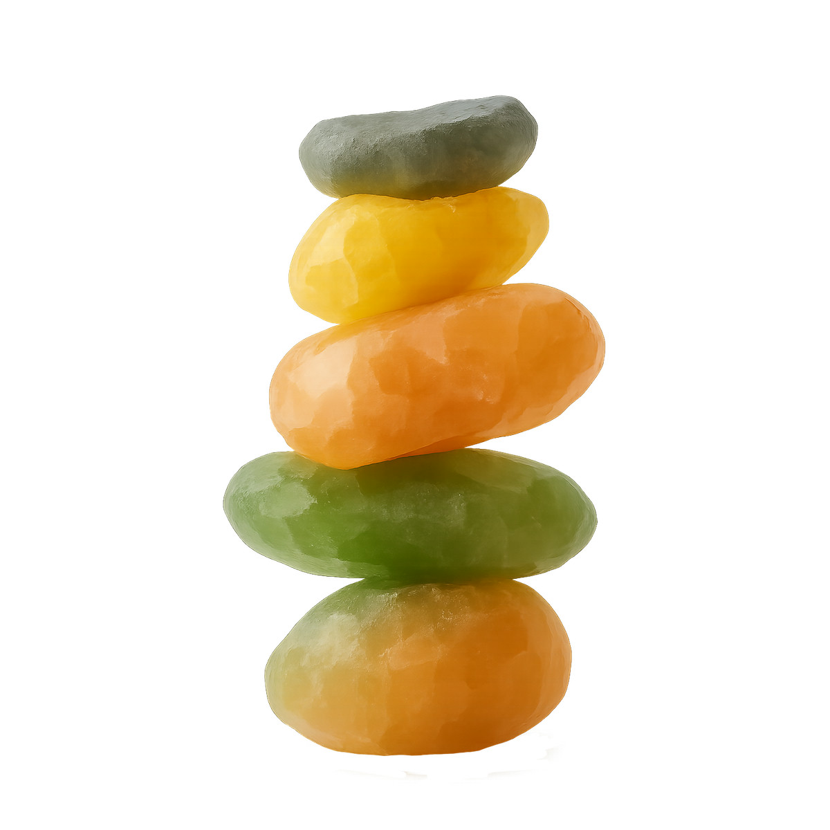 Balancing stones, Lucid orange green quartz, Organic calm object illustration in Biomorphic style download in PNG, SVG