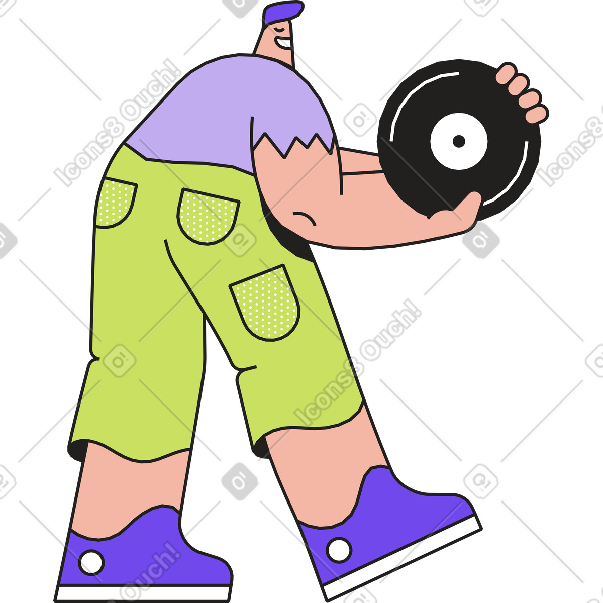 Uomo con disco in mano illustrazione stile Dazzle scarica PNG, SVG
