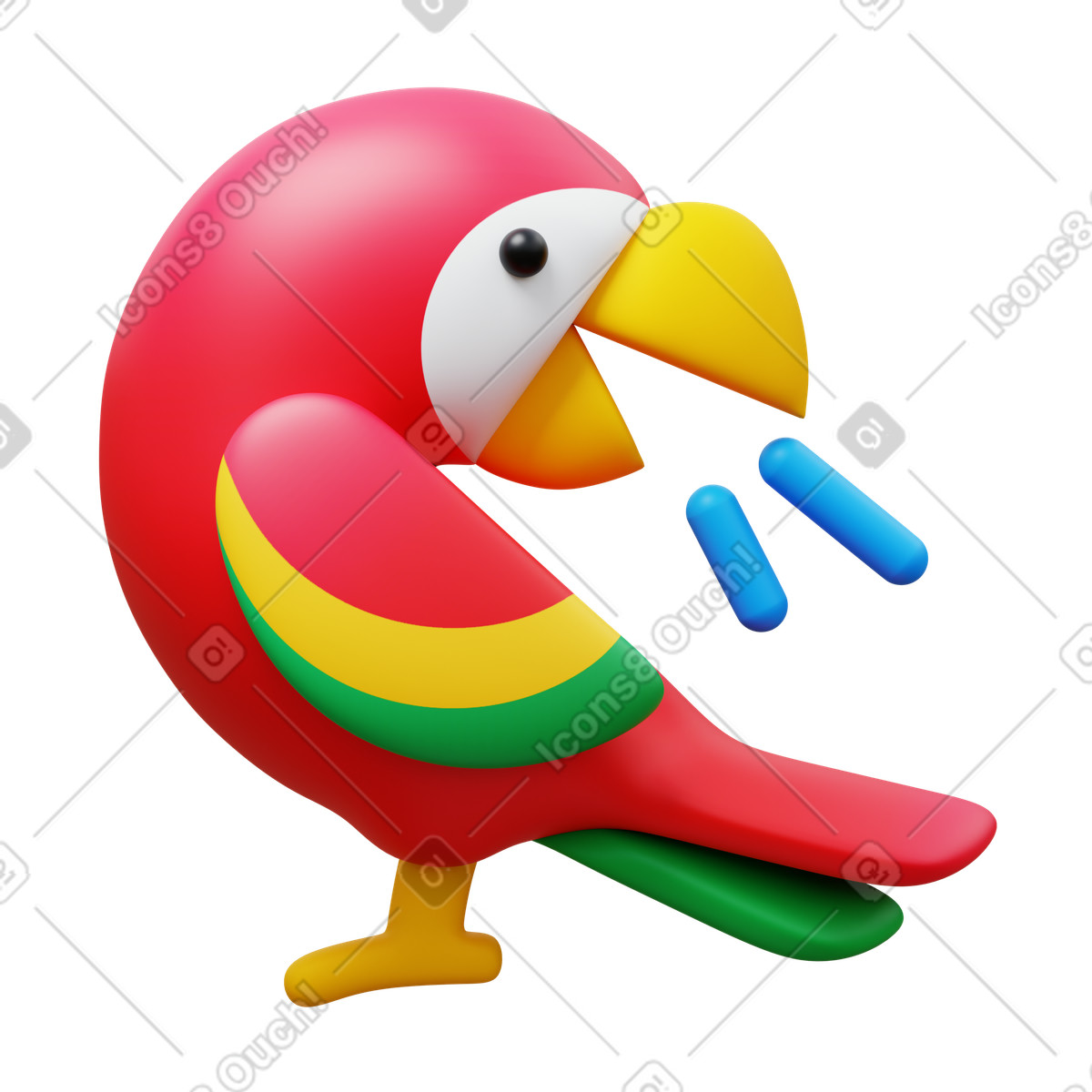 Ilustración Parrot speaking en estilo 3D Fluency a descargar en PNG y SVG
