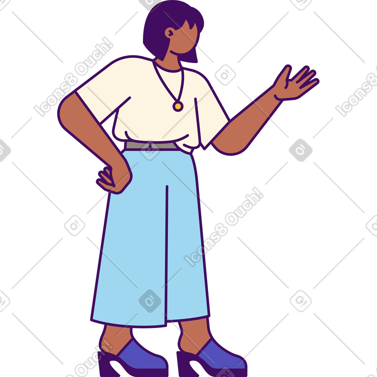 Woman raising hand illustration in Simplistic style download in PNG, SVG