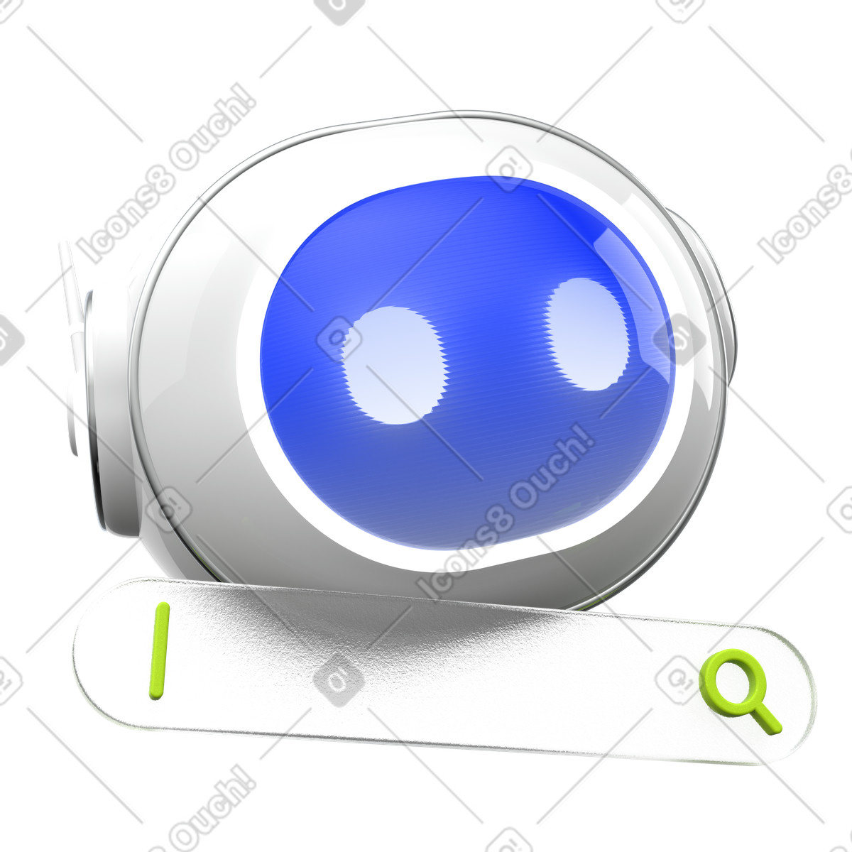 Assistente di ricerca ai, chatbot con barra ricerca, query intelligente illustrazione in stile 3D Enterprise scarica in PNG, SVG