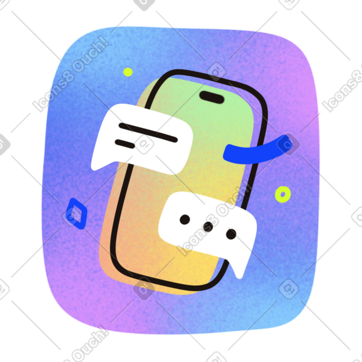 Smartphone messages illustration in Flow style download in PNG, SVG