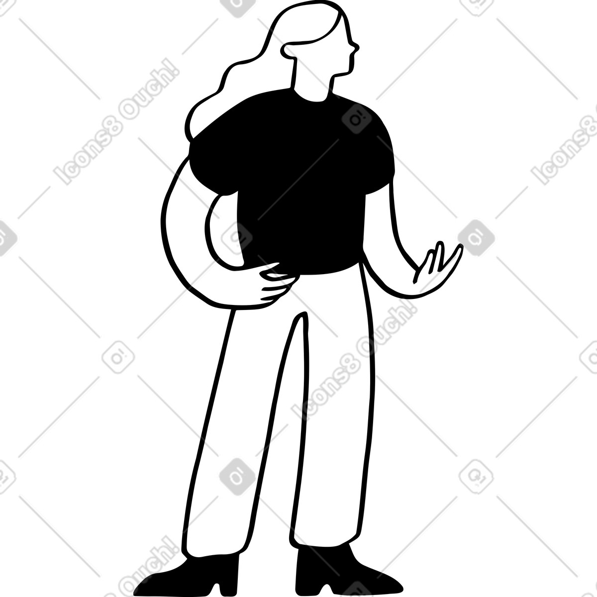 Woman holding something in both hands illustration Journal style download PNG, SVG