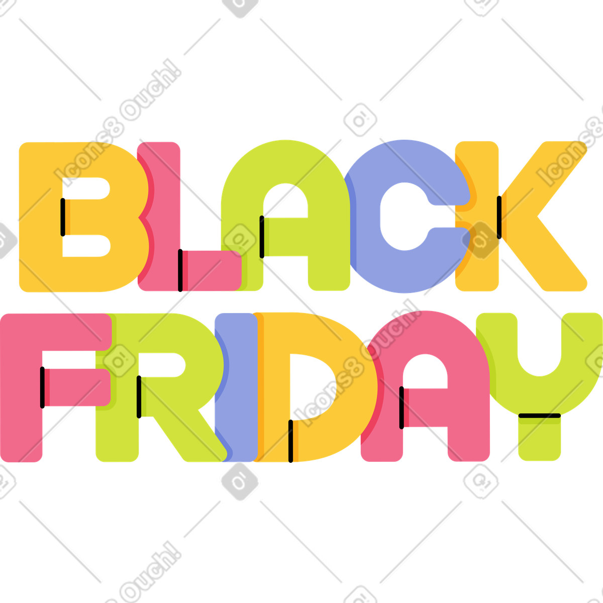 Scritte il testo del black friday illustrazione in stile Juicy scarica in PNG, SVG