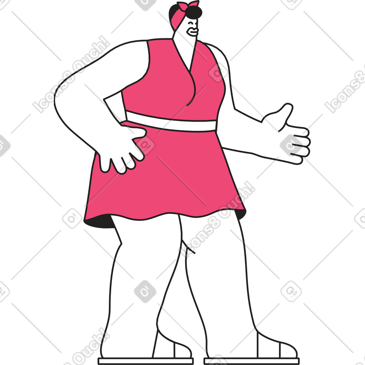 Frau im rosa kleid-Illustration Dazzle Line-Stil als Download in PNG, SVG