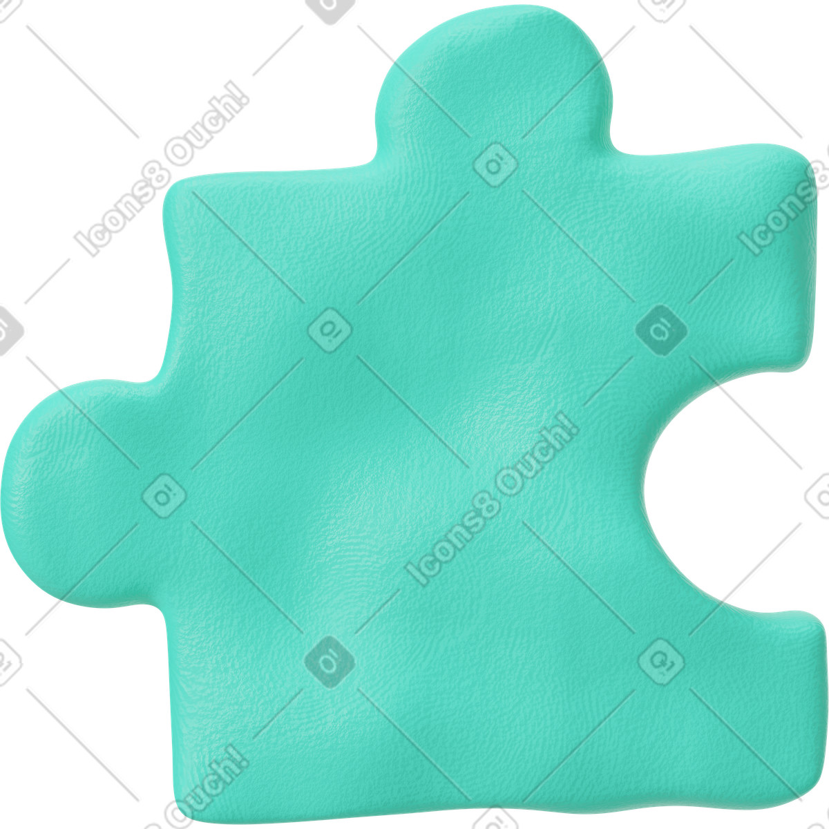 Illustration Pièce de puzzle bleu vert dans le style 3D Plastilina à télécharger aux formats PNG, SVG