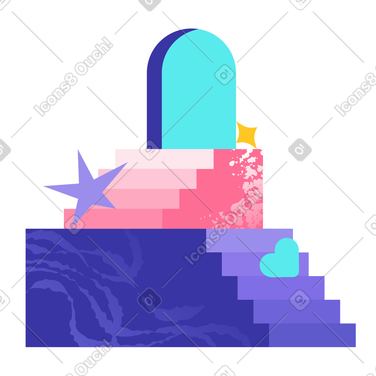Scale che conducono alla porta ad arco illustrazione in stile Bright scarica in PNG, SVG