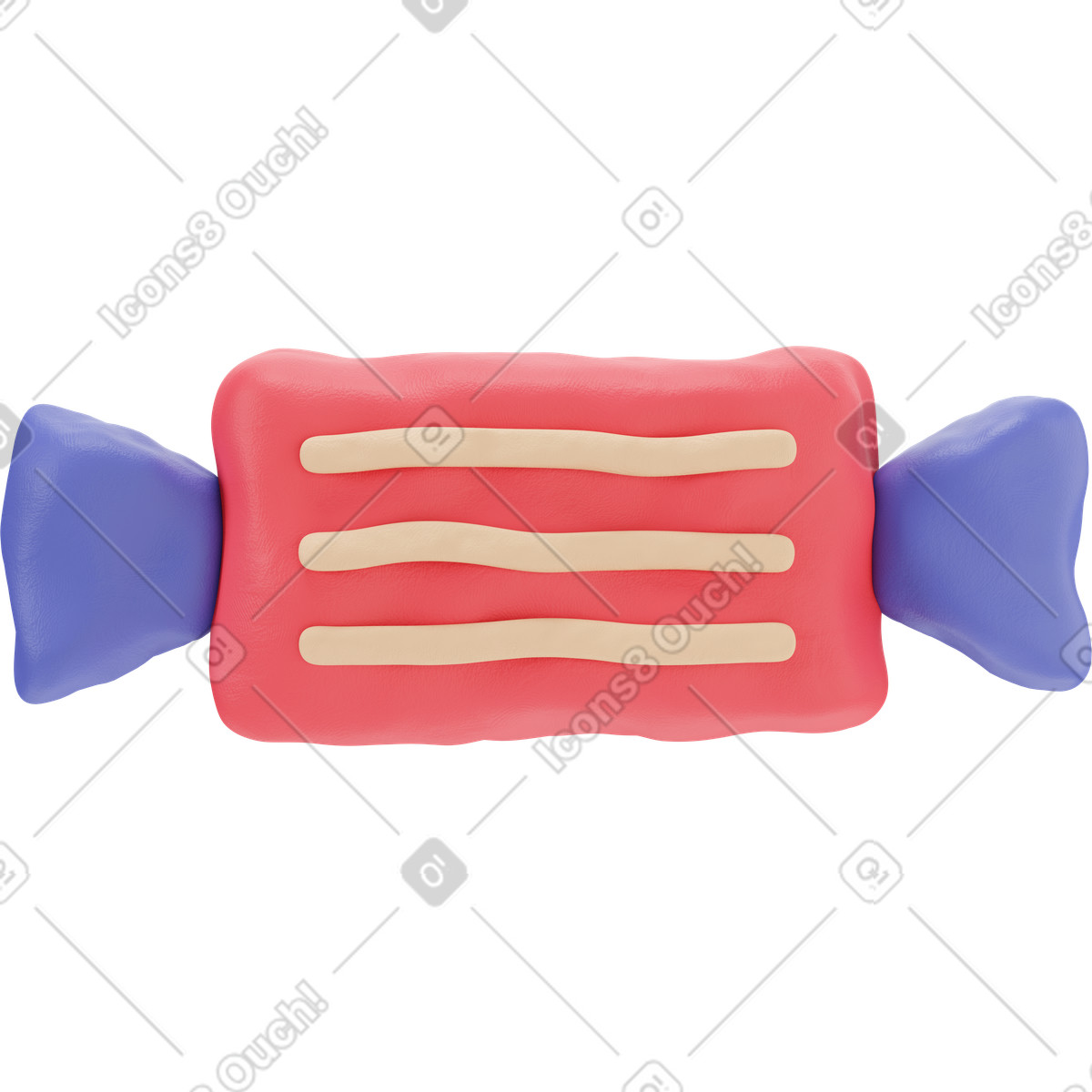 Illustration Bonbon rouge d'halloween dans le style 3D Stripy à télécharger aux formats PNG, SVG