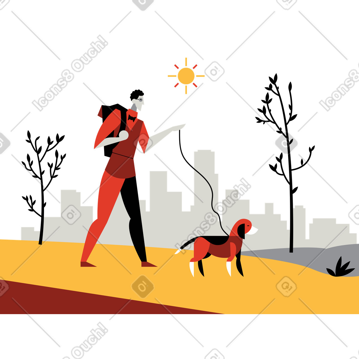 下载 Burgundy 风格的 狗 插画，支持 PNG、SVG 格式