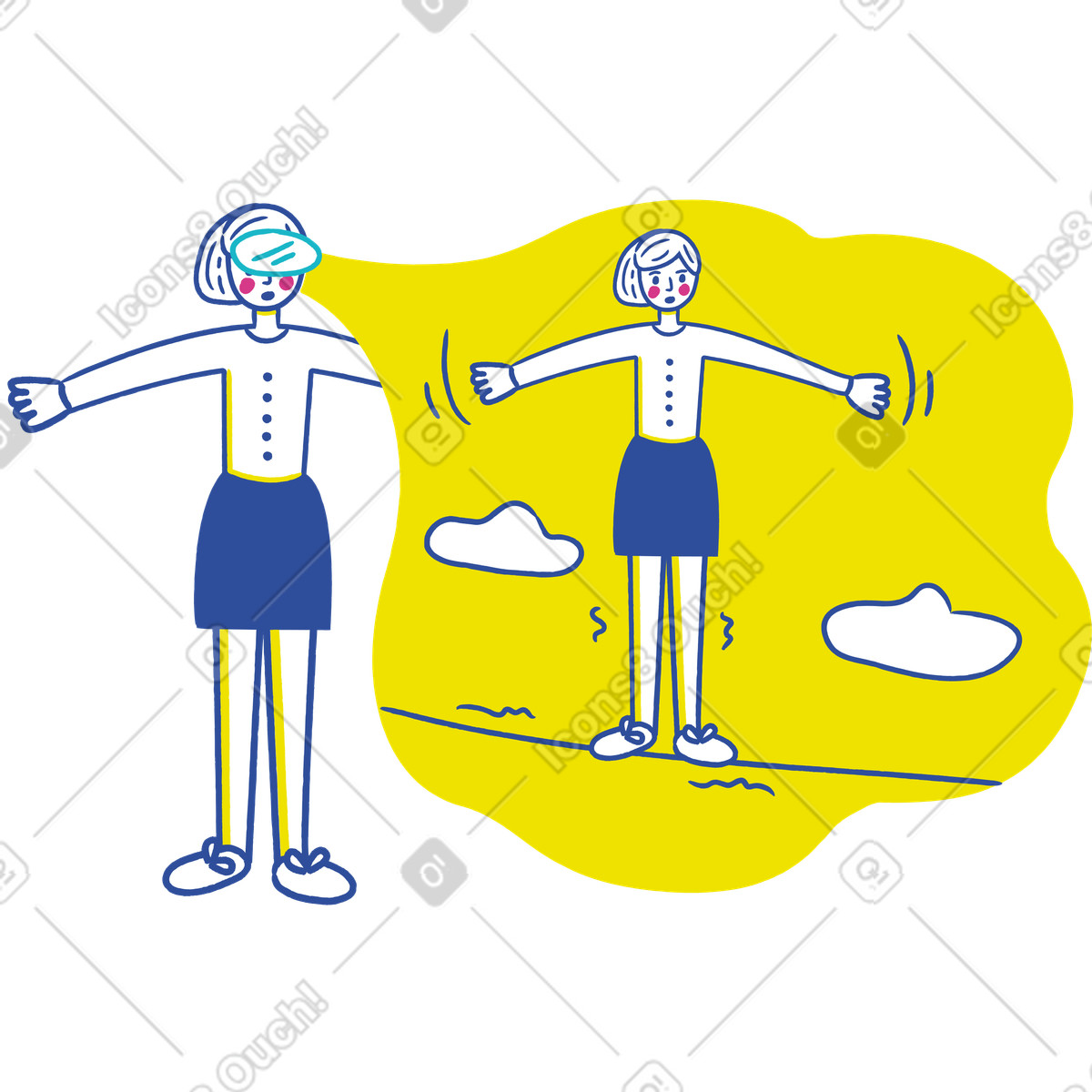 가상현실에서 로프 위를 걷는 여성 illustration in Lime style download in PNG, SVG