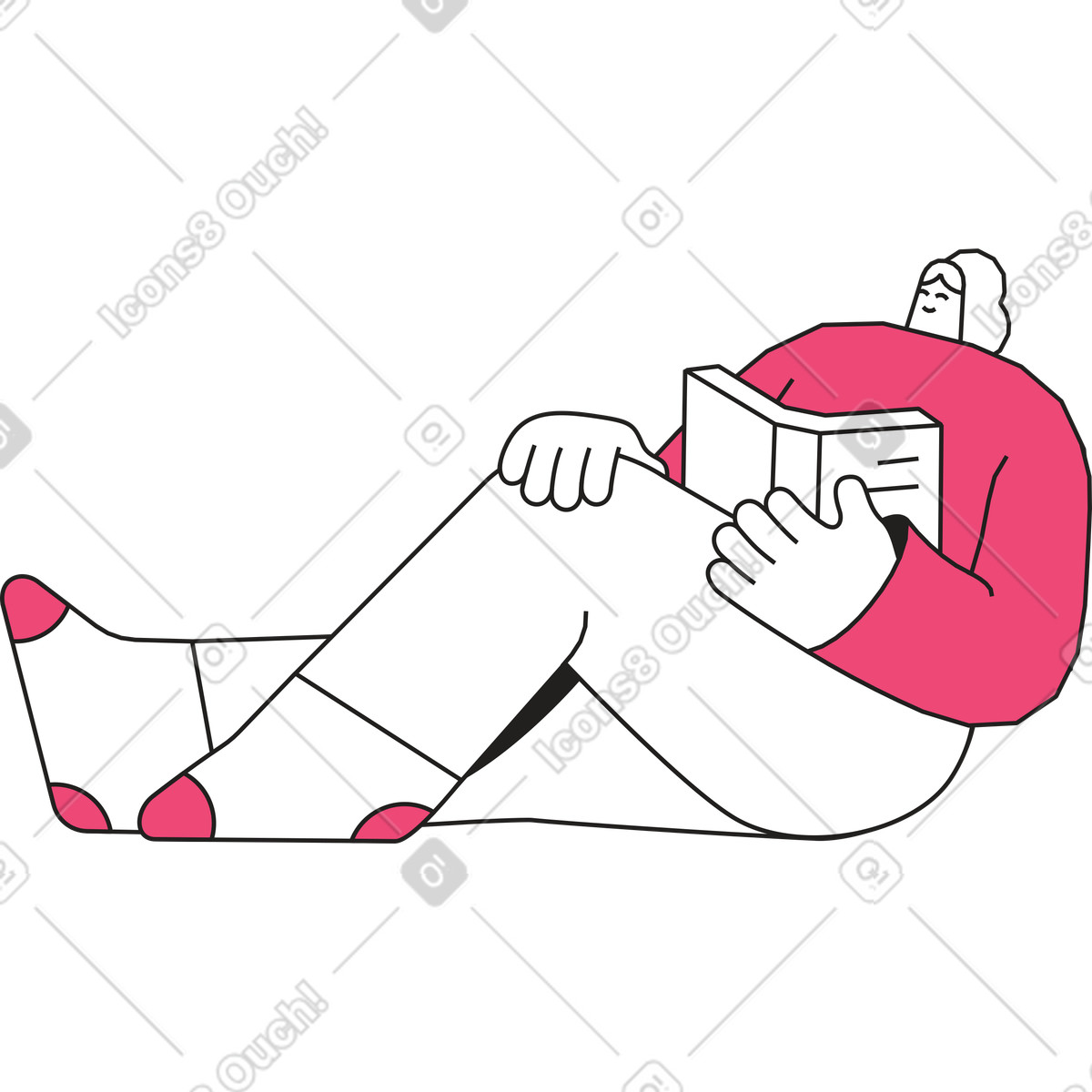 Ilustración Mujer leyendo un libro en estilo Dazzle Line a descargar en PNG y SVG