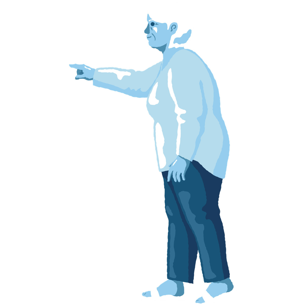 Ilustración Old curvy woman pointing side view en estilo Cherry a descargar en PNG y SVG