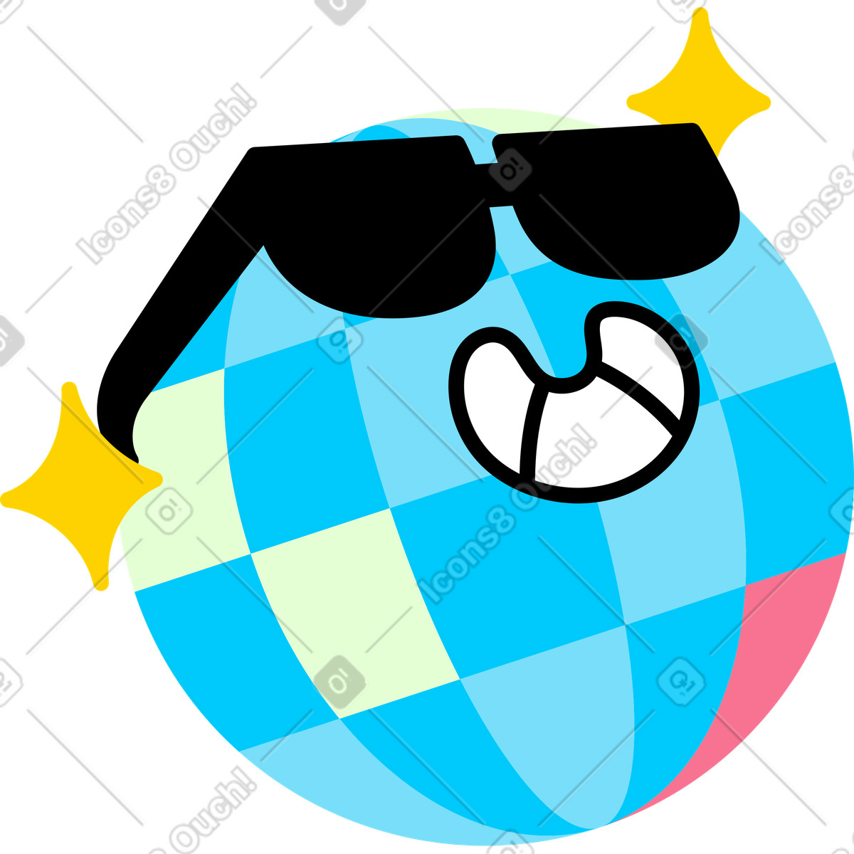 Disco ball head illustration in Giggle style download in PNG, SVG