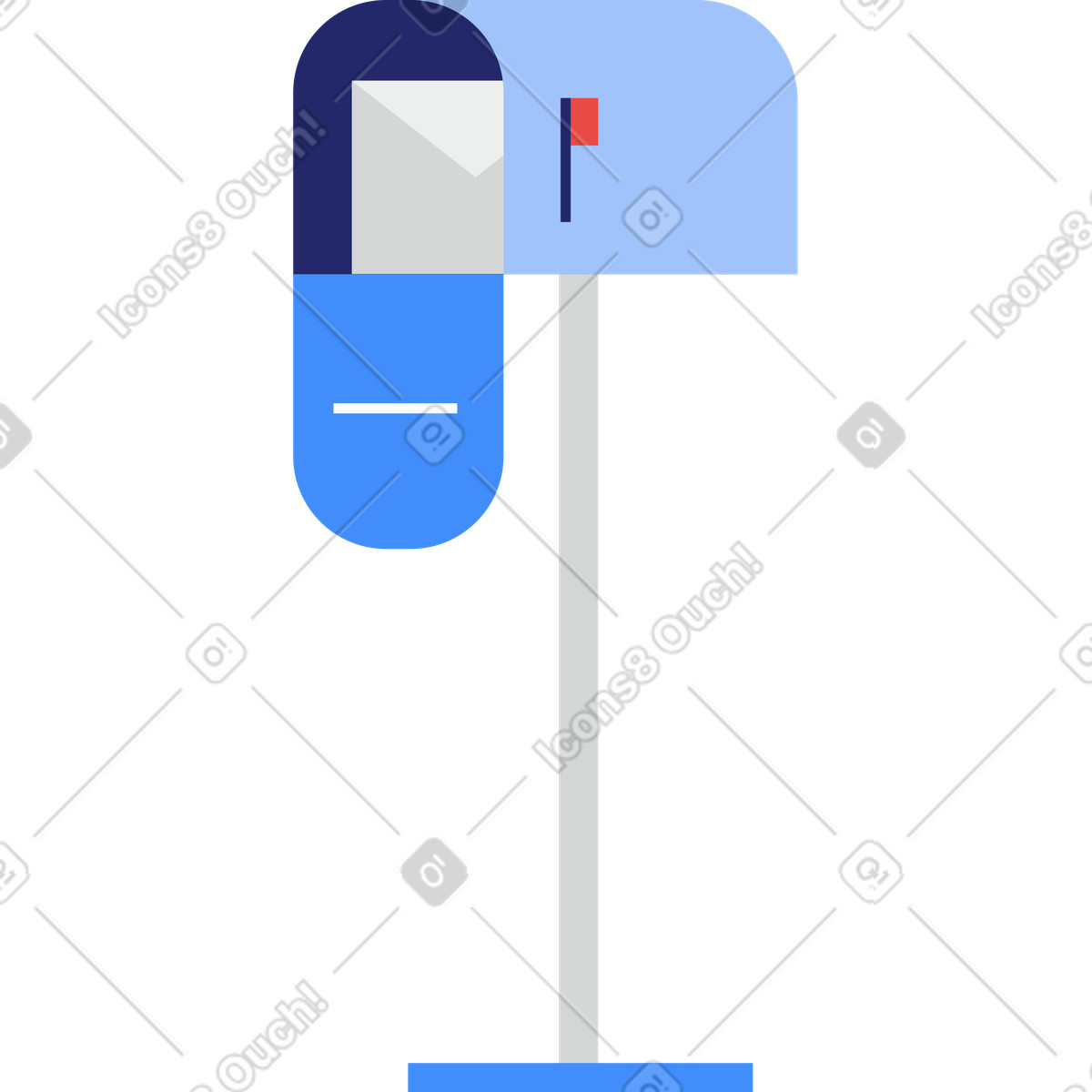 Open mailbox with a letter illustration in Clip style download in PNG, SVG