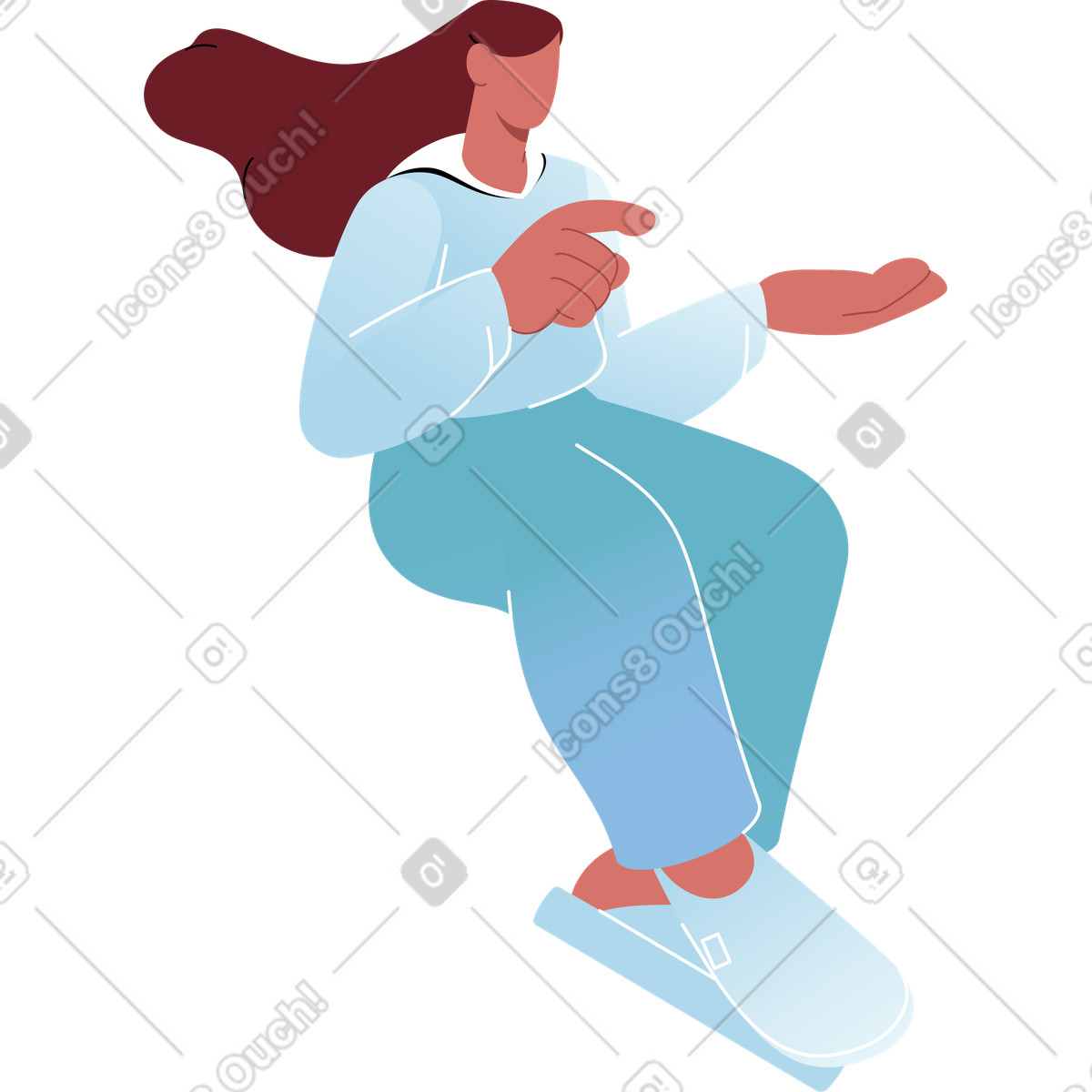 Donna seduta con qualcosa tra le mani illustrazione in stile Airy scarica in PNG, SVG