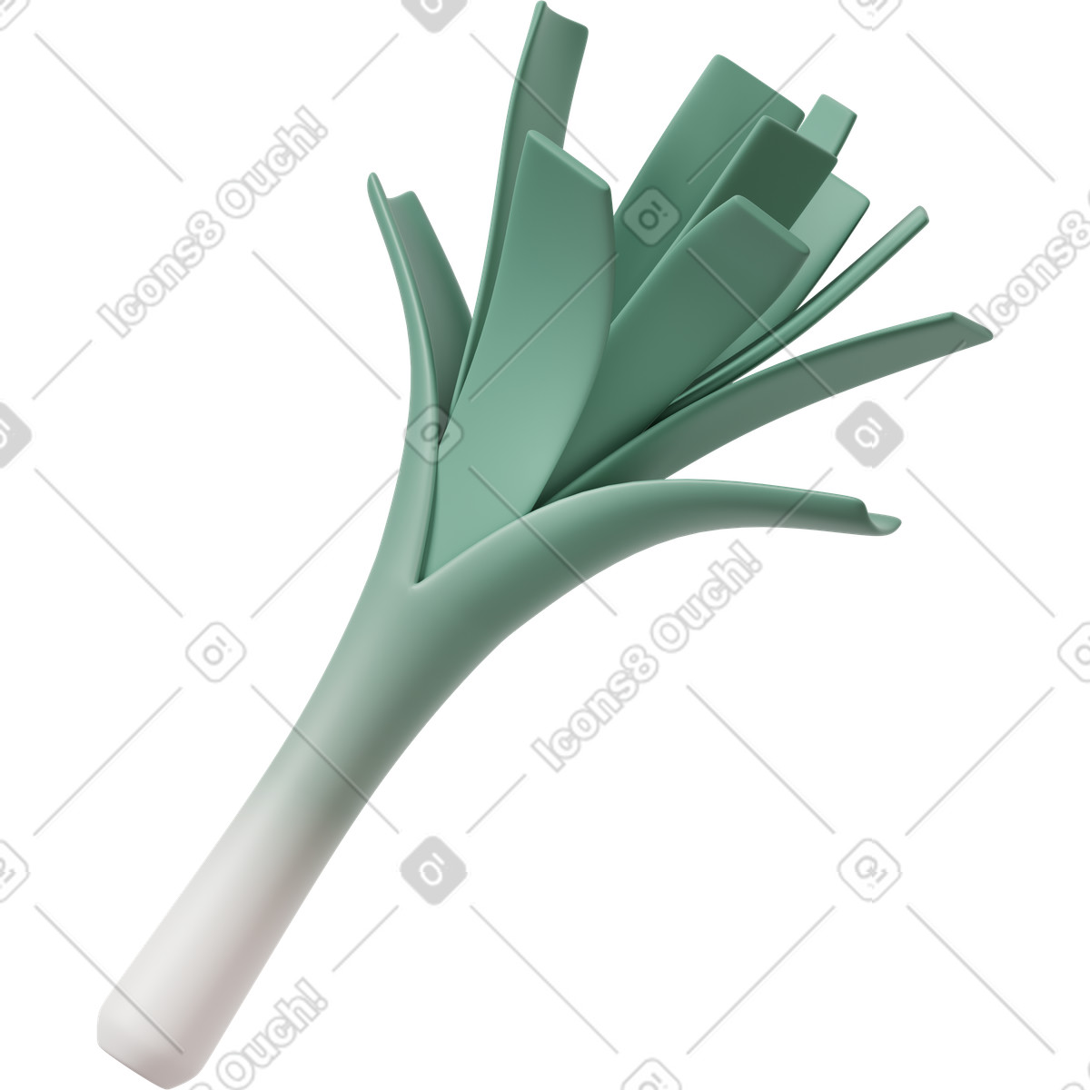 Green leek-Illustration im 3D Casual life-Stil als Download in PNG, SVG
