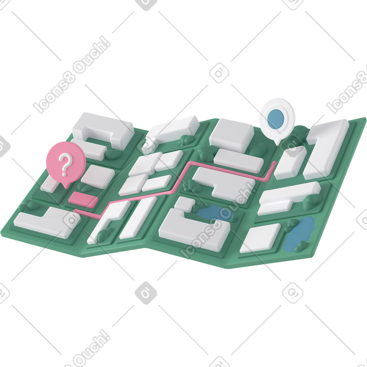 下载 3D Casual life 风格的 Trail map 动画插图，支持 GIF、Lottie （JSON）、AE 格式