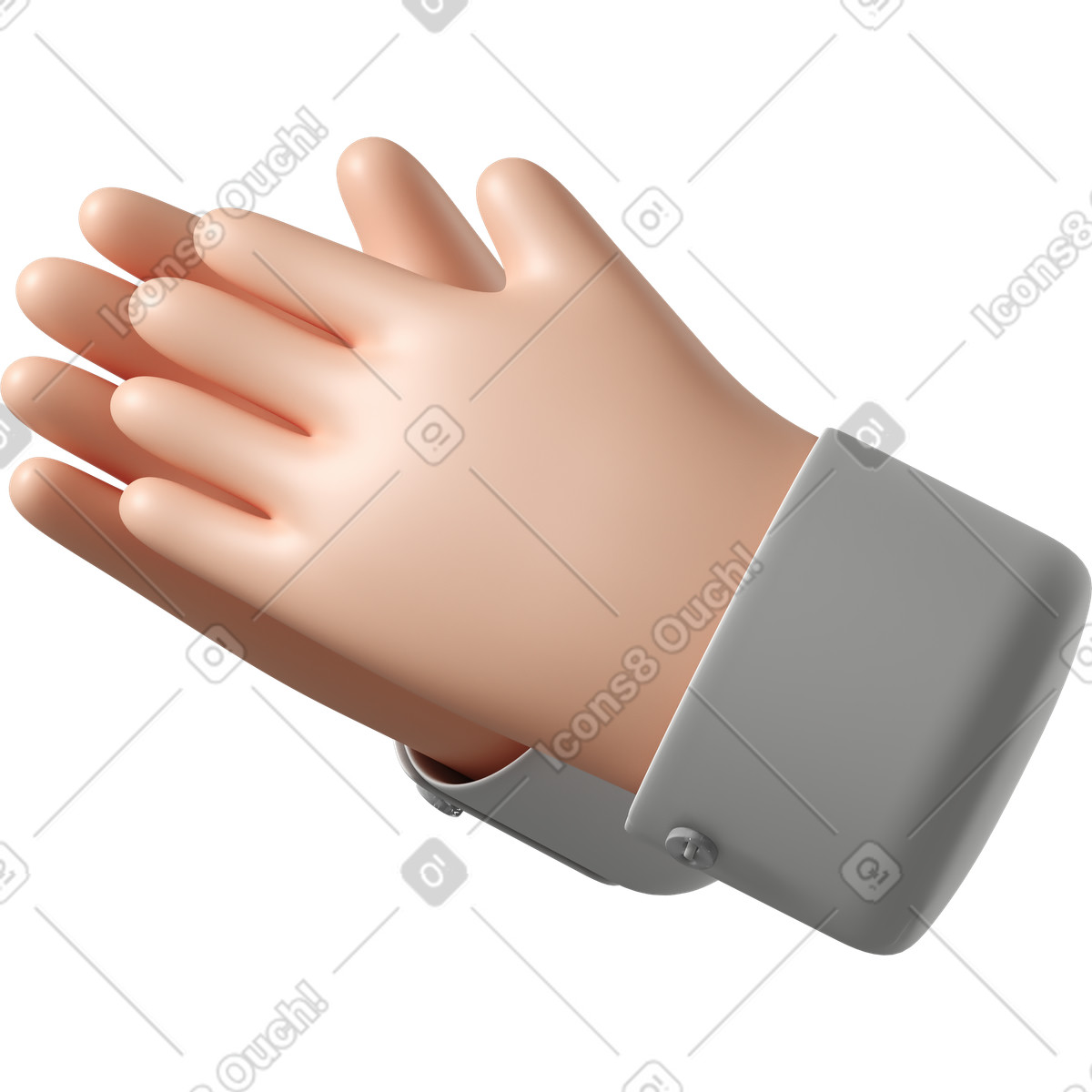 3D Hands Fun&Wild 스타일의 하얀 피부 손 박수 일러스트레이션 PNG, SVG 다운로드