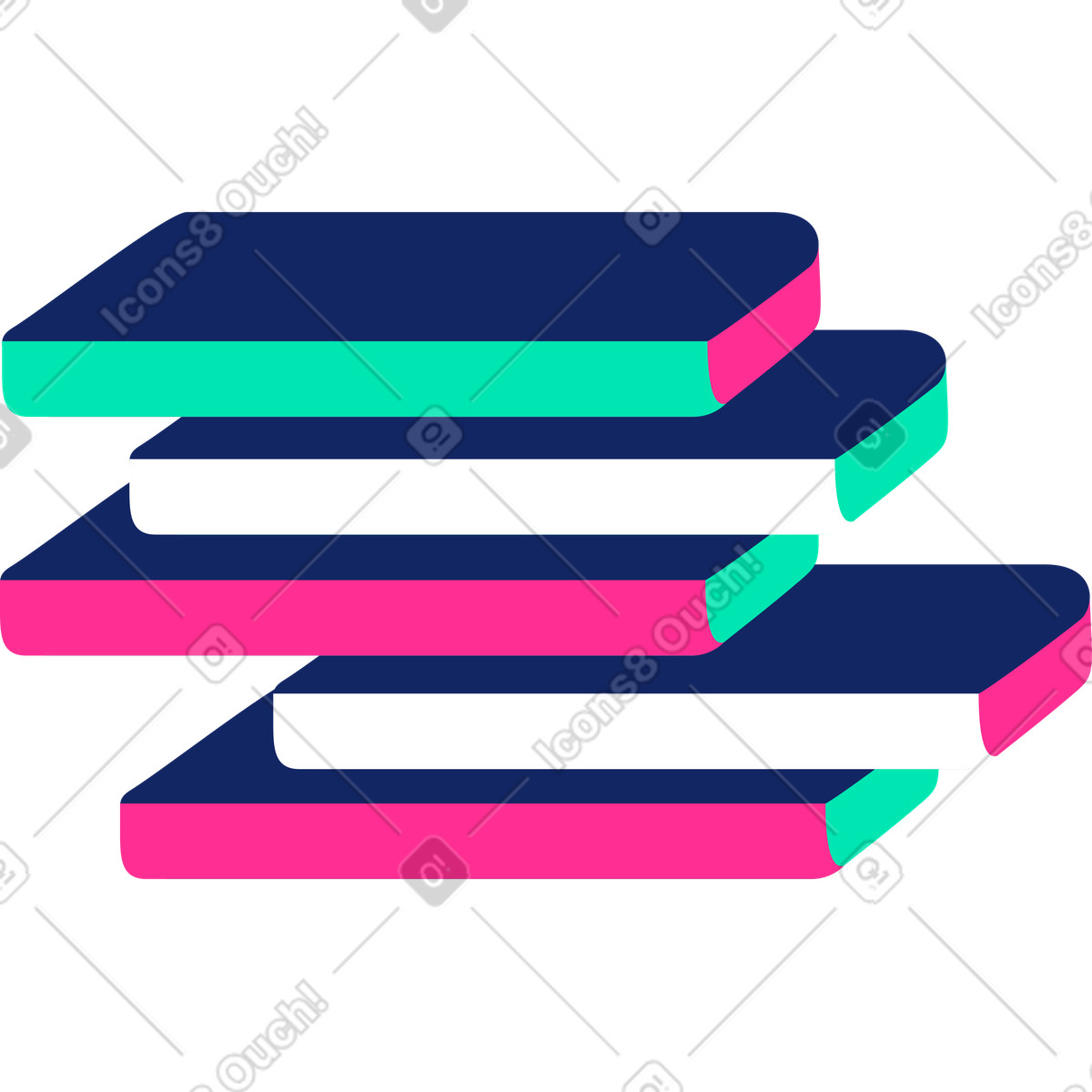 Books stack illustration in Cyborg style download in PNG, SVG