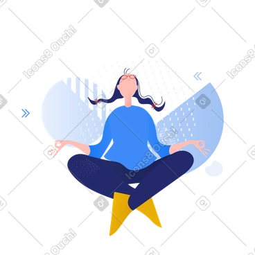 Woman sitting in lotus pose and meditating PNG, SVG