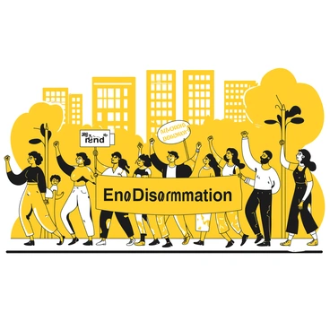 A group of people marching together, wearing various clothing styles. They hold up "banners" and "signs" with messages advocating against black codes. Some individuals are raising their fists in solidarity. The scene captures a diverse crowd, including men, women, and children, all with determined expressions. There are also a few individuals dressed in black holding a large banner that reads "End Discrimination." The background features tall buildings and trees lining the sidewalk.