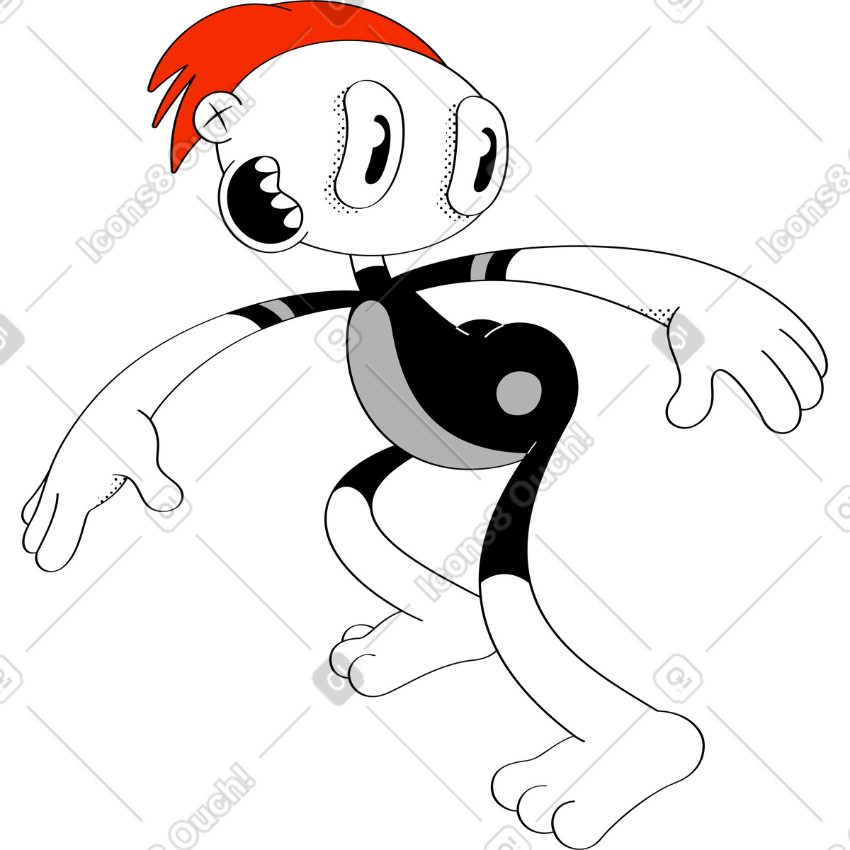 Ragazzo in tuta da surf illustrazione stile Looney scarica PNG, SVG